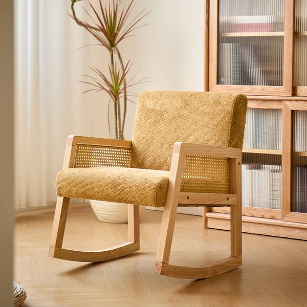Schaukelstuhl BORGO Gelb - Massivholz - 59 x 76 x 67 cm