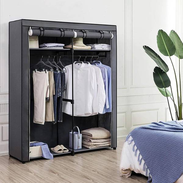 Stoffschrank Kleiderschrank Grau