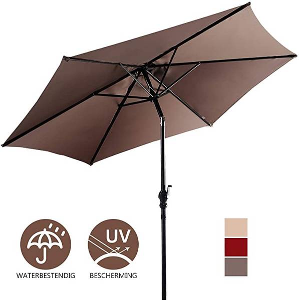 Ø300cm Sonnenschirm Braun - Kunststoff - 300 x 245 x 300 cm