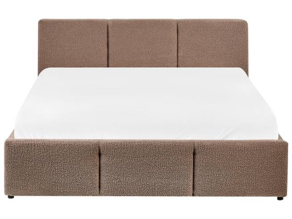 Lit double BOUSSE Beige - Gris - Fibres naturelles - 151 x 79 x 219 cm