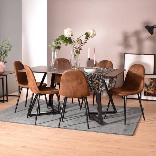 4er-Set Esszimmerstühle Retro Braun - Flachgewebe - 54 x 86 x 45 cm