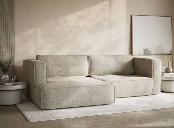Ecksofa Velto Beige - Armlehne davorstehend rechts - Ecke davorstehend links - Longchair davorstehend links