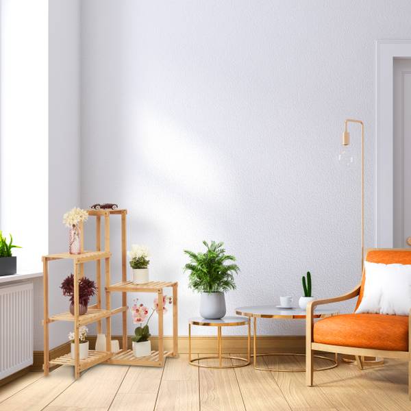 Eck Pflanzenregal Bambus Braun - Holzverbundwerkstoff - 62 x 101 x 62 cm