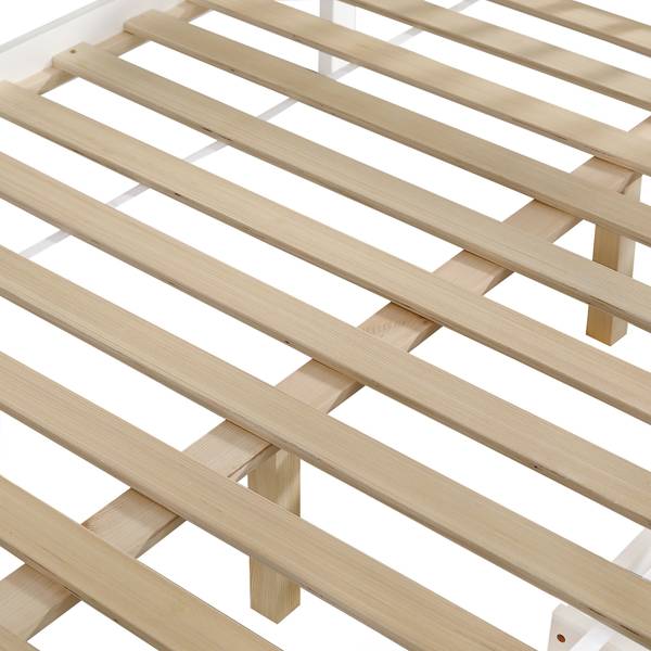 Kinderbett WoodyZoom Ⅰ Weiß - Holzwerkstoff - Massivholz - 147 x 152 x 219 cm