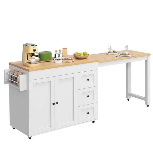 Kücheninsel Eos Ⅰ Braun - Weiß - Holzwerkstoff - Metall - 116 x 89 x 45 cm
