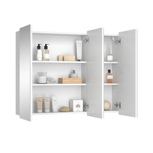 Badspiegelschrank Sola 40819 Weiß - Glas - 100 x 80 x 17 cm