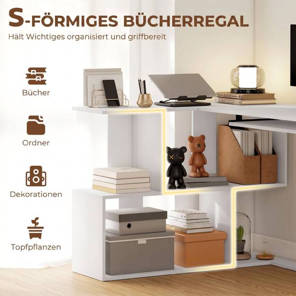Computertisch 836-629V90WT Weiß - Holzwerkstoff - 100 x 76 x 120 cm