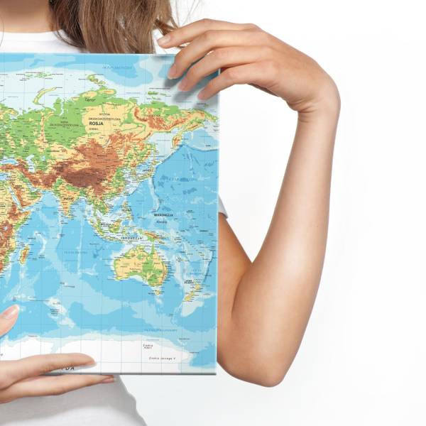 Afbeelding Canvas Wereldkaart GEOGRAFIE 100 x 70 x 70 cm