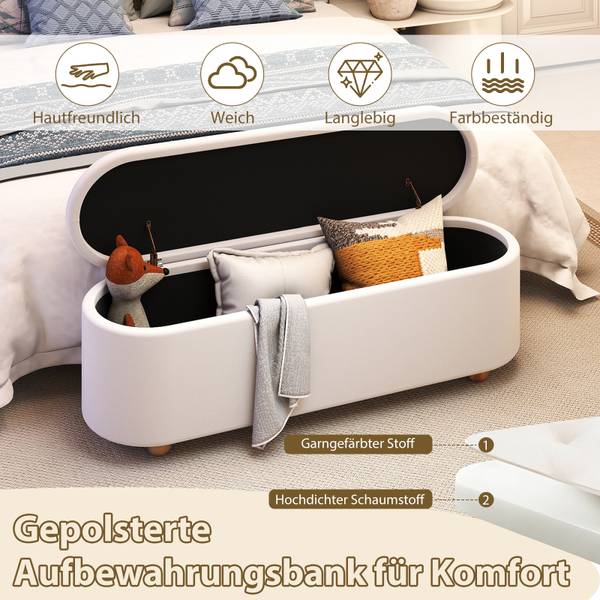 Sitzbank VH34141 Weiß - Holzwerkstoff - 41 x 49 x 139 cm