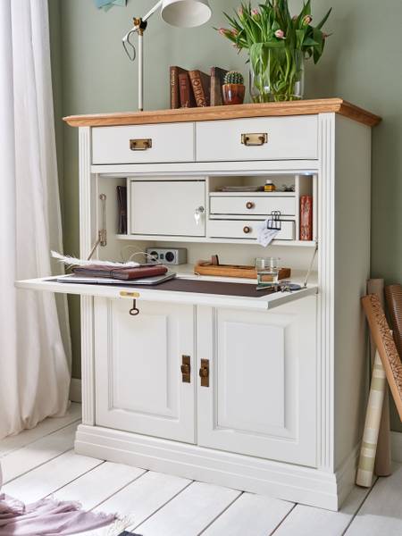Sekretär Büroschrank Novara 111 x 133 cm - Geölt - Lackiert