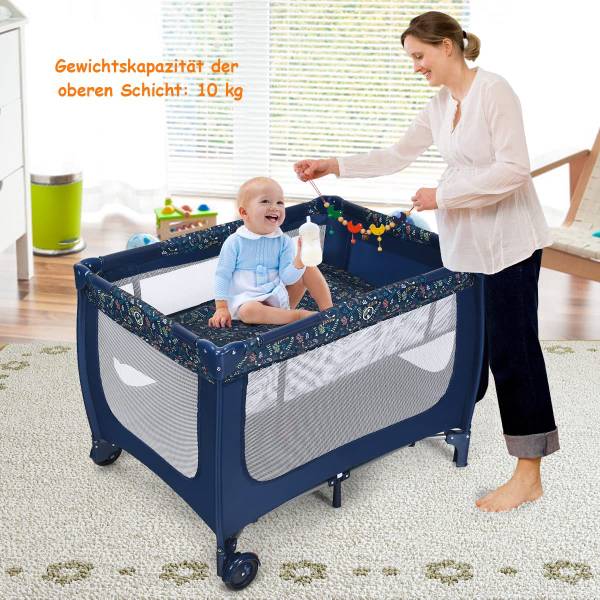 2 in 1 Reisebett klappbar Blau - Textil - 65 x 76 x 125 cm