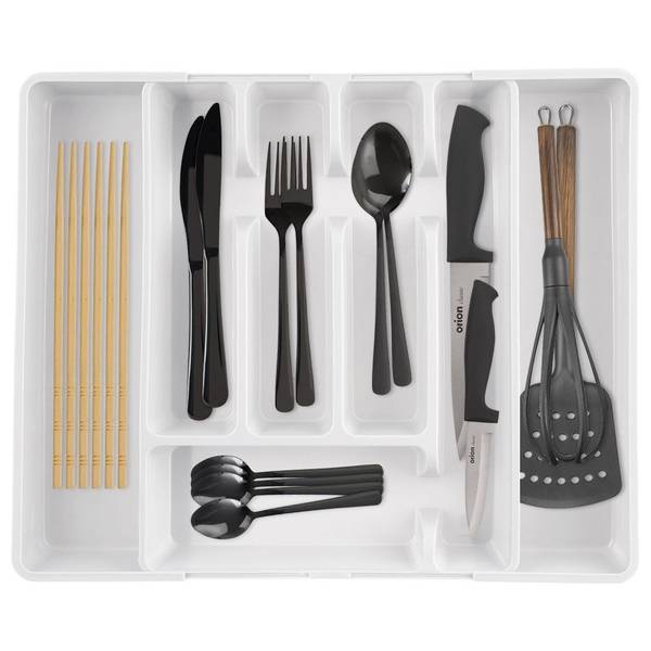 Besteckkasten für Schubladen 150748 Weiß - Kunststoff - 27 x 5 x 37 cm