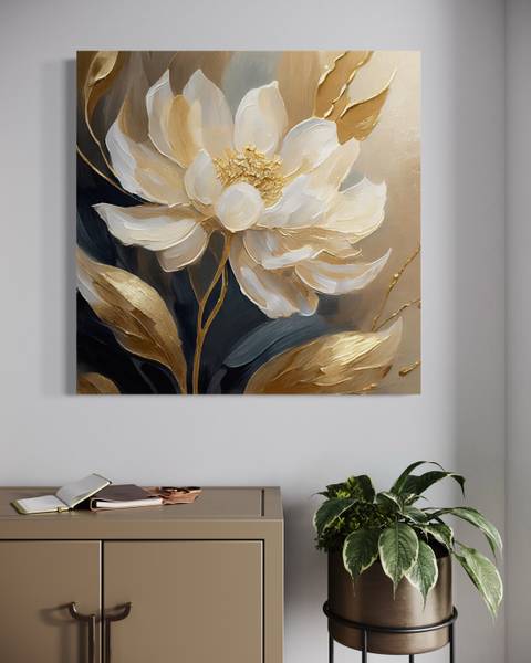 Wandbild blumen gold glamour 30 x 30 cm