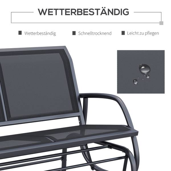 2-Sitzer Gartenbank BB3522 Schwarz - Metall - 56 x 18 x 118 cm