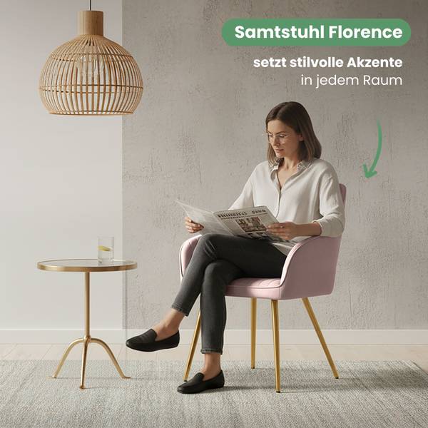 Esszimmerstuhl FLORENCE 6er-Set Gold - Hellrosa