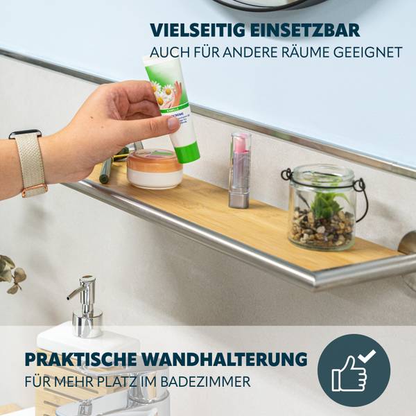 Wandablage Piazza inkl. Klebe Set Braun - Metall - 54 x 6 x 14 cm