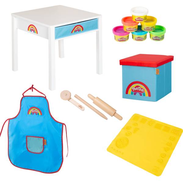 Basteltisch PlayDoh Weiß - Massivholz - 55 x 54 x 55 cm