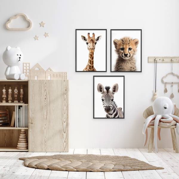 Poster für Kinder Wildtiere 3er Set 21 x 30 x 30 cm