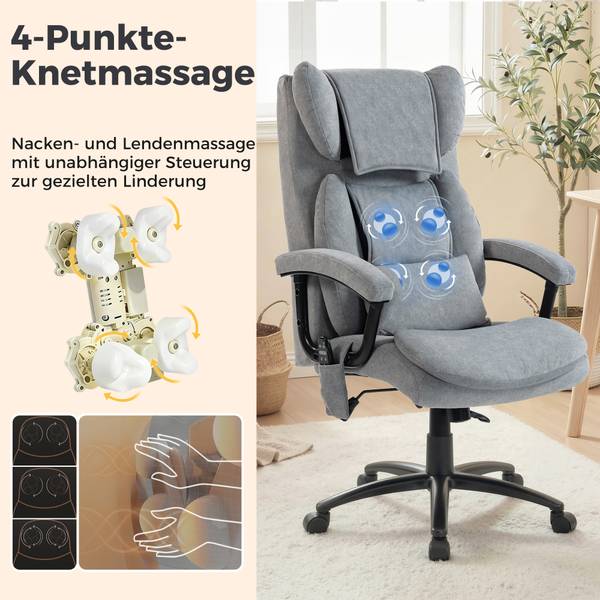 Massage-Bürostuhl 921-919V90GY Grau - Stahl - 71 x 122 x 76 cm