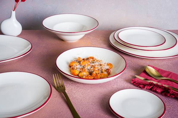 Assiette de service Linea Burgundy 2 él. Porcelaine - 15 x 1 x 15 cm