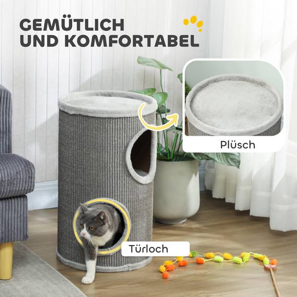 Kattenkrabpaal D30-836V00LG grijs - plaatmateriaal op houtbasis - 35 x 60 x 35 cm