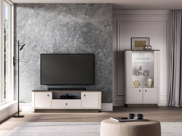 TV-Lowboard VILAVIO Grau - Stahl - Melamin - 160 x 50 x 40 cm