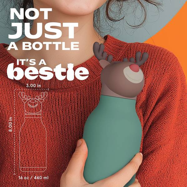 Kindertrinkflasche BESTIE RENTIER Grün - Metall - 8 x 20 x 8 cm