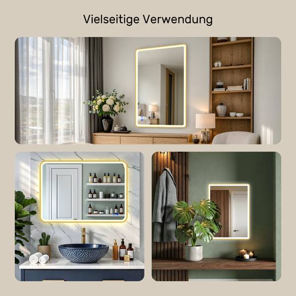 LED Badspiegel MCH010 Gold - Glas - 80 x 60 x 1 cm