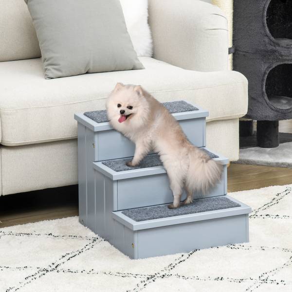 Haustiertreppe BB7089 Grau - Massivholz - 15 x 58 x 48 cm