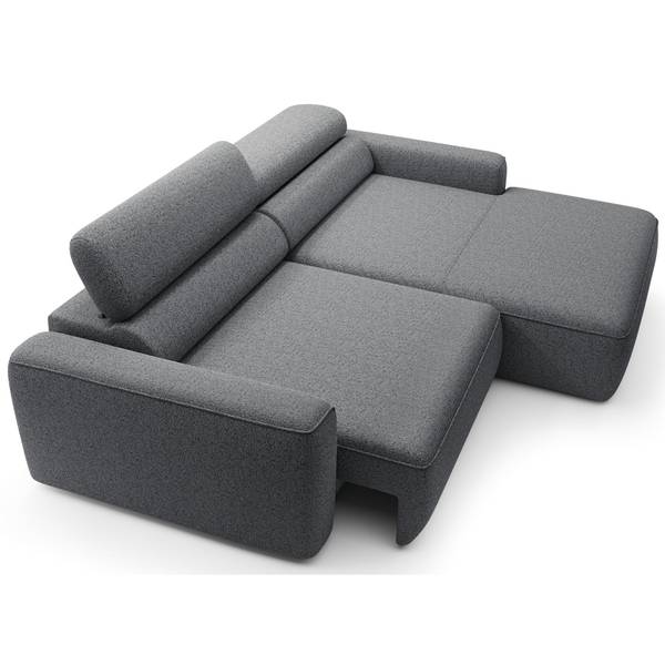 Ecksofa FANDO Grau - Ecke davorstehend rechts - Ottomane davorstehend rechts