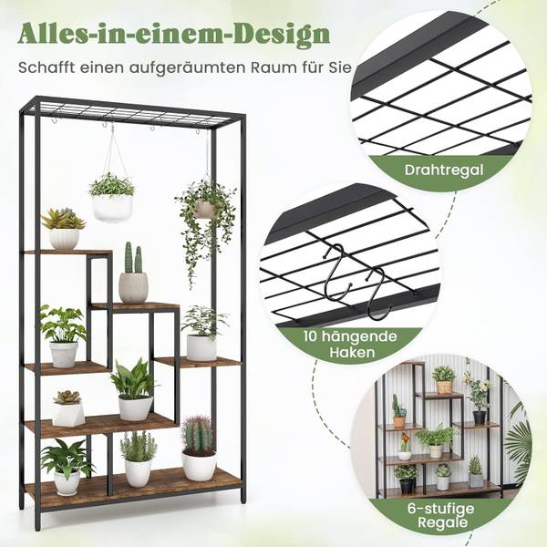 Zimmerpflanzenständer VH33514 Braun - Metall - 100 x 180 x 30 cm