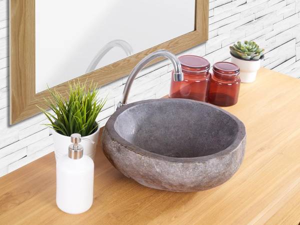 Aufsatzwaschbecken STONE Grau - Stein - 30 x 15 x 30 cm