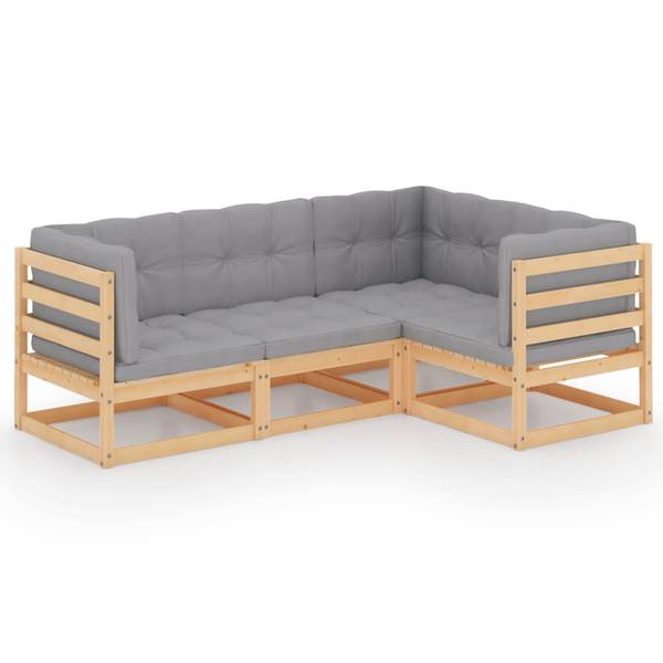 Loungeset 3009927-2 set van 4 grijs - hout