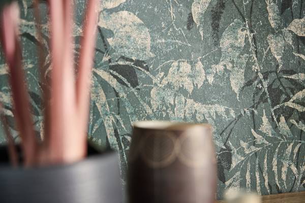 Vliestapete 4719 Floral Dschungel Design Blau - Gold - Graumetallic - Grün