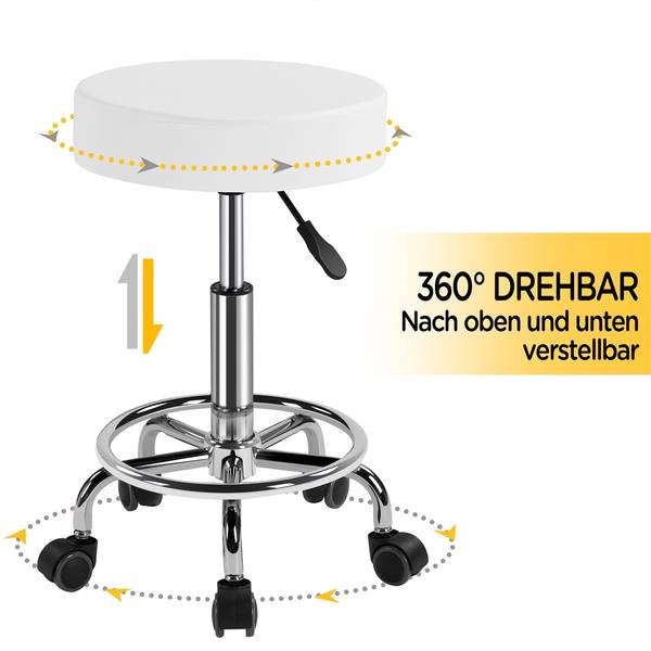 Rollhocker ARJ77 Weiß - Metall - 39 x 65 x 39 cm