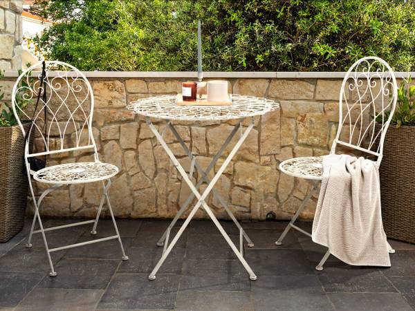 Gartenset STIFFE 2-tlg Weiß - Metall - 40 x 95 x 46 cm