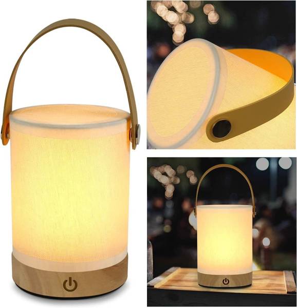 Lampe de table LED Handtasche Blanc - Bois manufacturé - 10 x 15 x 10 cm