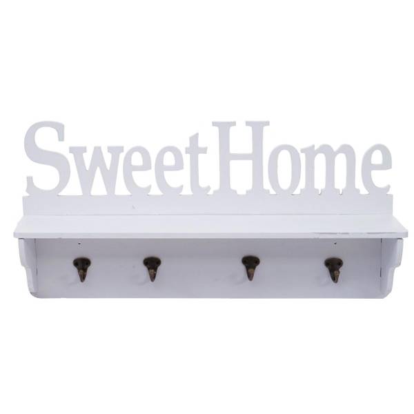 Wandkapstok D41 Sweet Home 4 haken zuiver wit