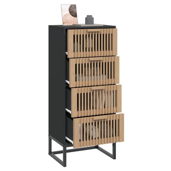 Highboard DE5038 Schwarz - Holzwerkstoff - 40 x 95 x 30 cm
