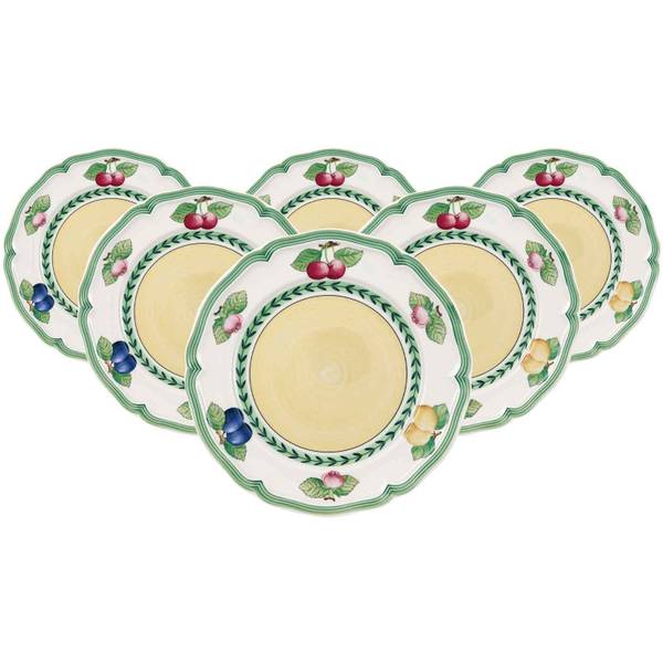 Frühstücksteller French Garden 6er Set Porzellan - 21 x 3 x 21 cm