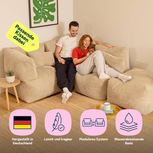 Modulares Sitzsack Sofa Noa 4-tlg. Beige