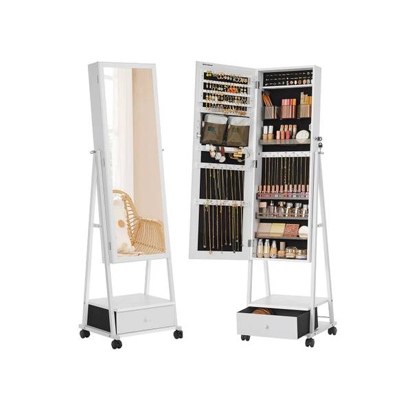 Schmuckorganizer Ganzkörperspiegel Weiß - Holzwerkstoff - 37 x 153 x 42 cm