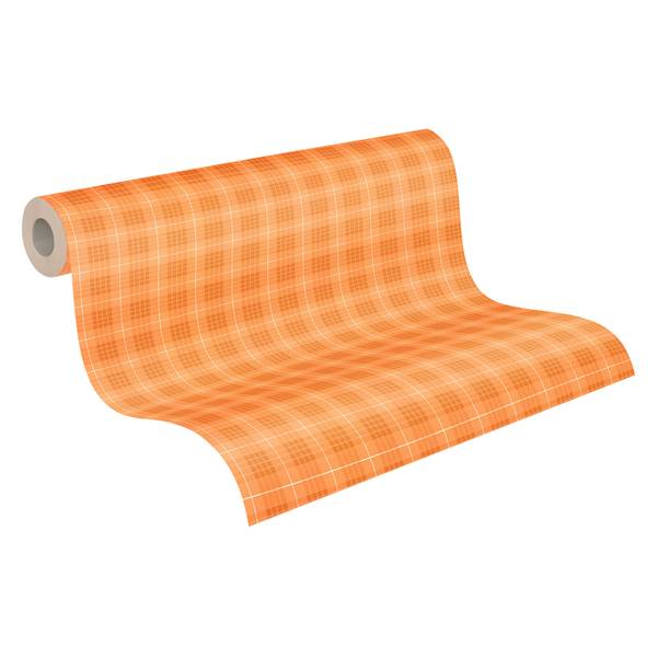 Karotapete Retro Orange - Weiß