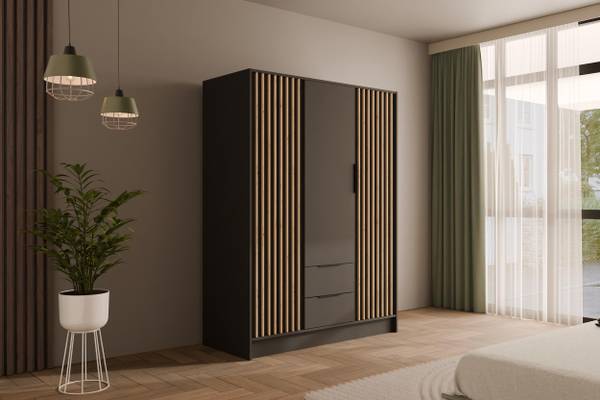 Kleiderschrank NELIA Graphit - Breite: 150 cm
