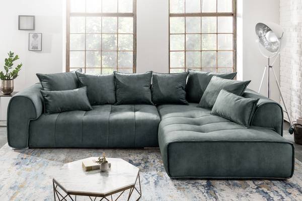 Ecksofa CLAN Grau - Polyester - Samt - 320 x 90 x 110 cm