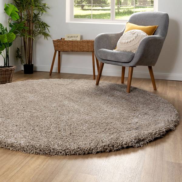 Hochflorteppich Twilight rund Beige - Polypropylen - 200 x 200 cm