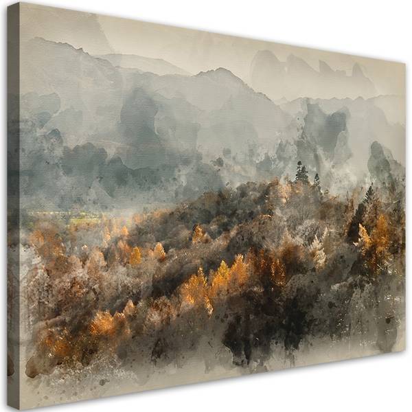 Wandbild herbstwald im nebel 100 x 70 cm