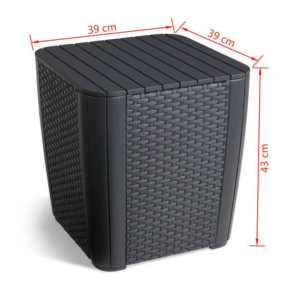 Keter Luzon Aufbewahrungstisch - Graphit Grau - Polypropylen - 39 x 42 x 39 cm