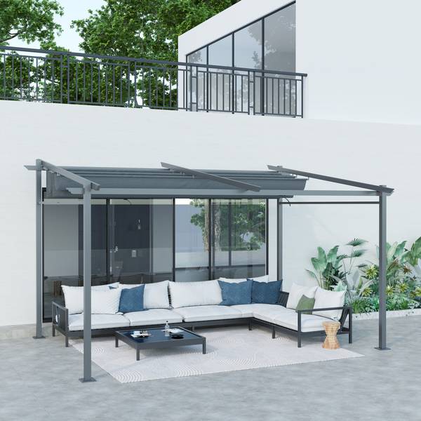 Pergola 84C-360V01CG Grau - Textil - 295 x 230 x 397 cm