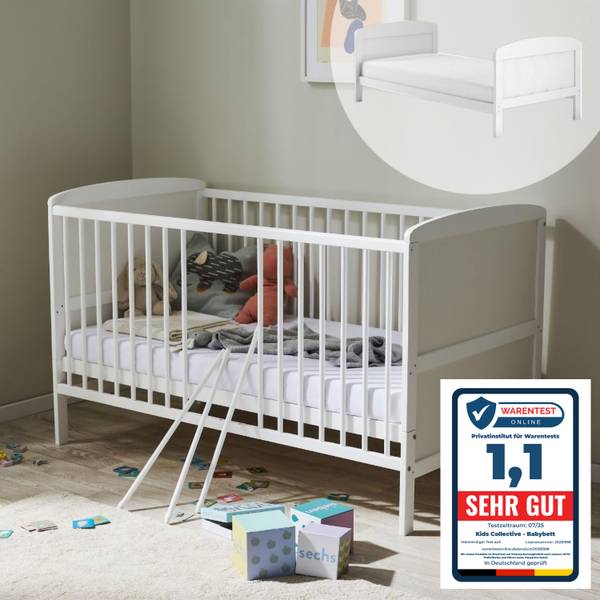 Babybett Mateo Weiß - Massivholz - 70 x 88 x 140 cm